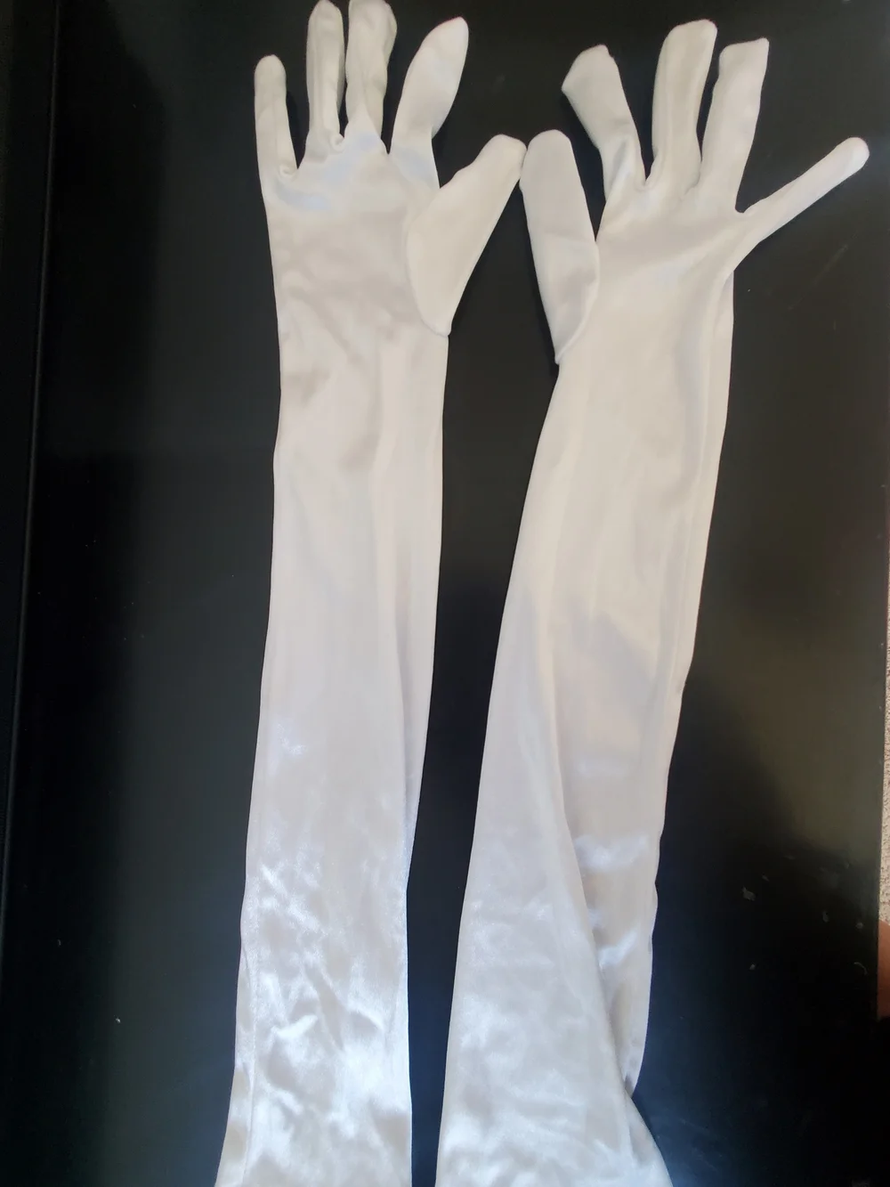 Long Satin Opera Gloves in White